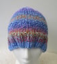 Ombre blue stripey chunky beanie hat for an adult - Image 2