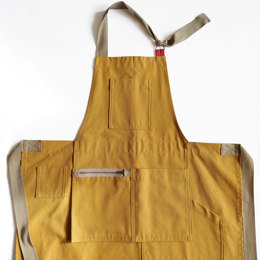 Canvas Work Apron with Pockets and Harvest Pouch. SAMPLE. Perfectly Imperfect