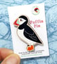 Puffin Pin Badge, Wooden Bird Brooch, Seabird Pin Badge