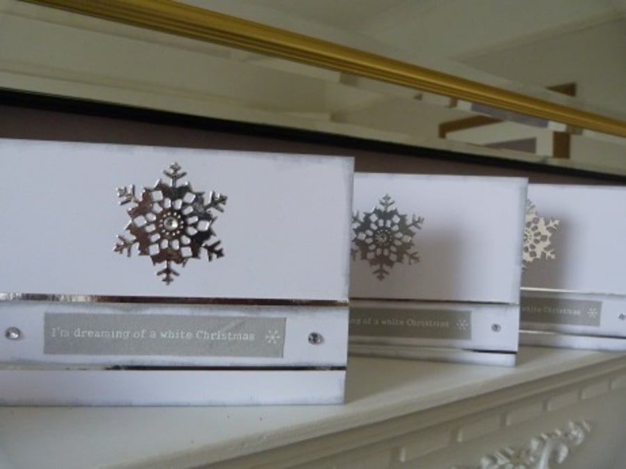 Pack of 4 Silver Snowflake Christmas Cards