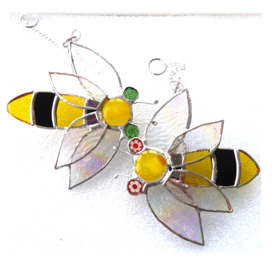 SOLD Bee Suncatcher Stained Glass Bumble Queen 