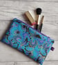 Blue and Purple Marbled Effect Zip Top Storage Bag, Make Up Bag, Pencil Case