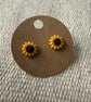 Polymer clay small sunflower stud earrings - Image 1