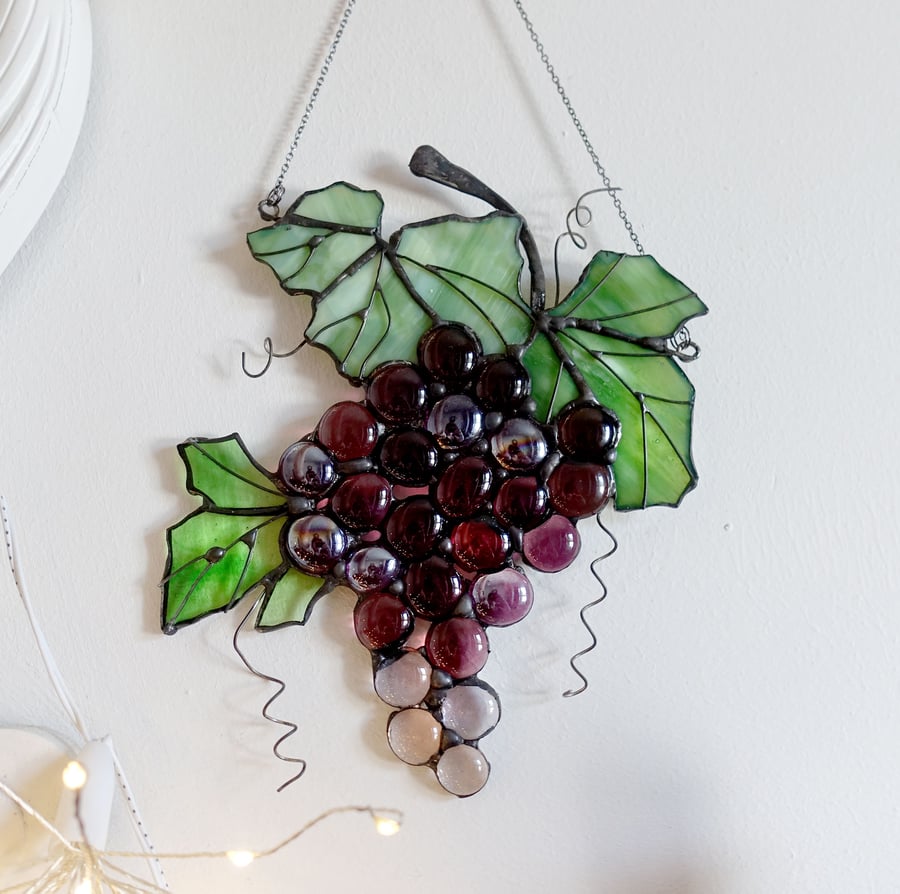 Stained Glass Suncatcher Ornament Grapes 