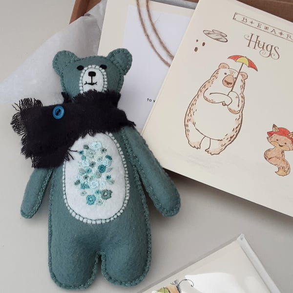 Letterbox gift teddy bear, handmade Birthday, sending bear hugs postal box