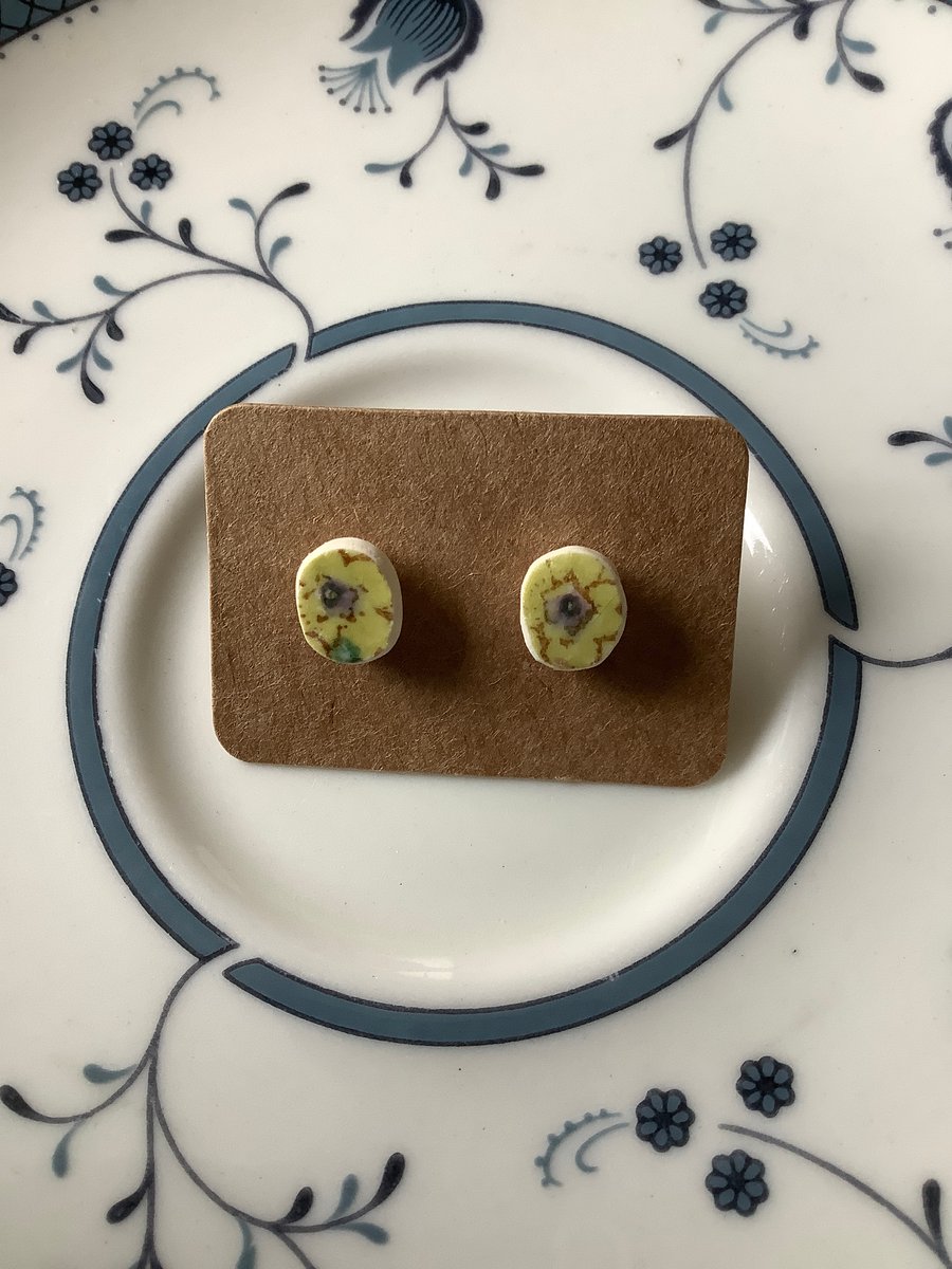 Handmade Ceramic Earrings One of a Kind Sterling Silver