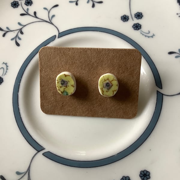 Handmade Ceramic Earrings One of a Kind Sterling Silver