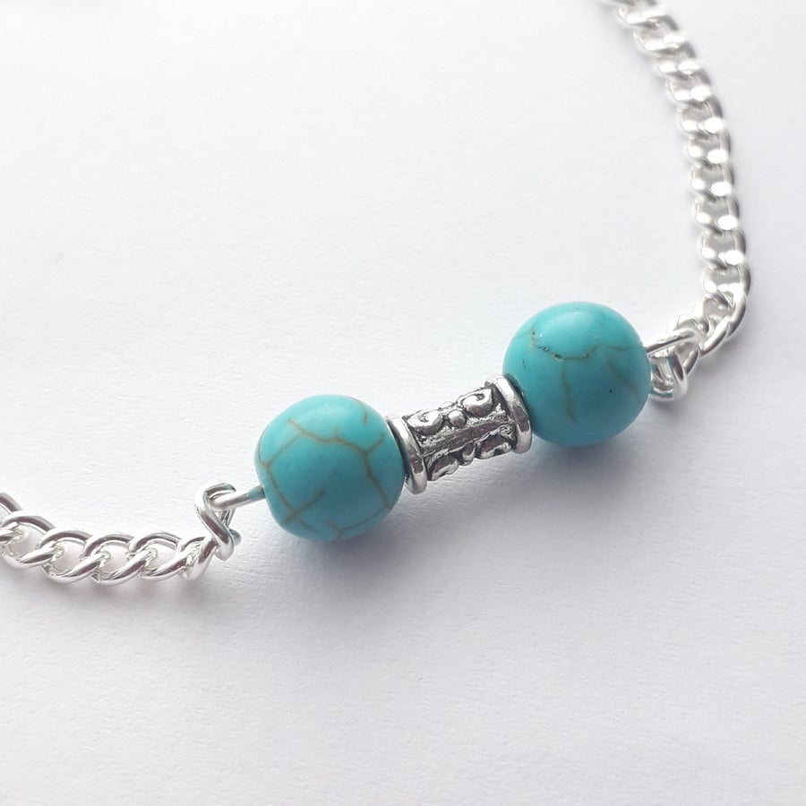 Turquoise Bead Chain Bracelet 