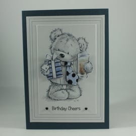 Handmade birthday card - Birthday Cheers bear