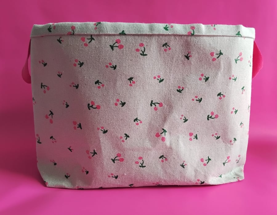 Cherry print Fabric Basket