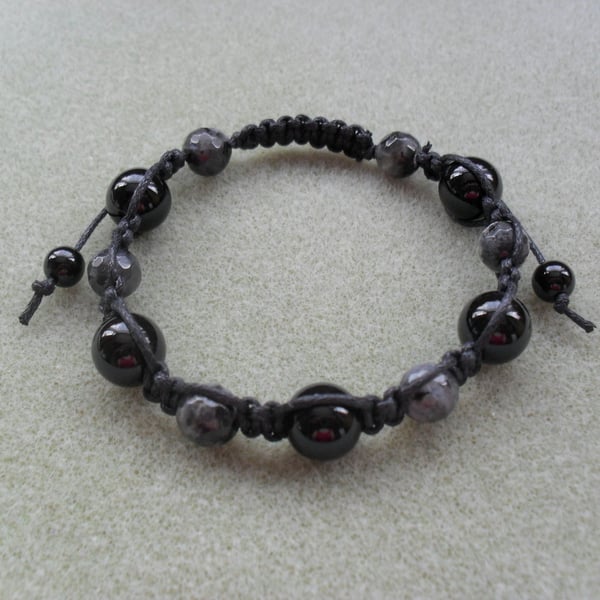 Agate and Lavakite Semi Precious Gemstone Macrame Bracelet