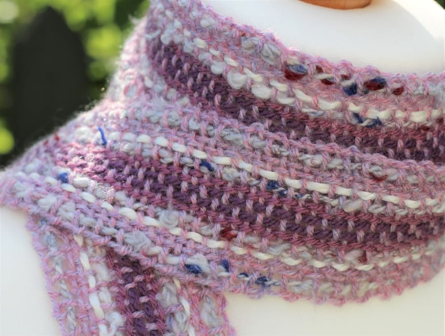 Purple handwoven skinny scarf
