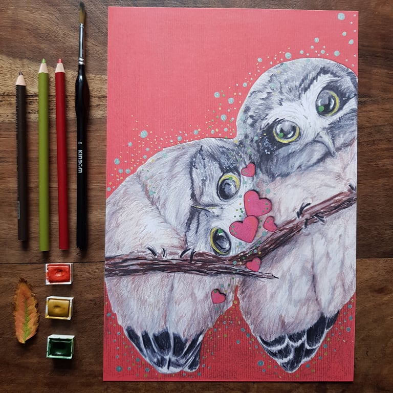 Little owls art print of original art