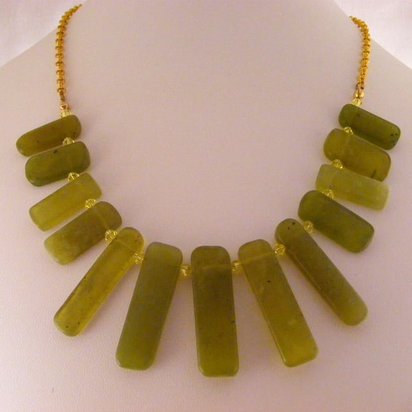 Serpentine Gemstone Necklace.