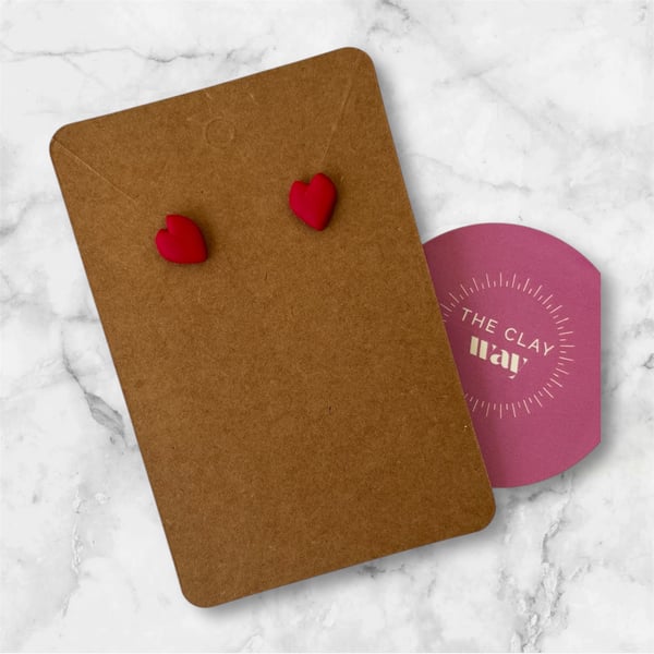 Hand crafted red heart studs 