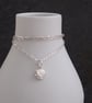 Necklace - Silver flower pebble pendant necklace - Image 4