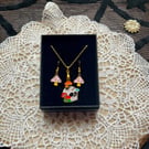Mushroom skull and earring set