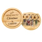 Festive Wooden Cheese Board with Concealed Knife Set