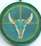 BTM001 - Buffalo Skull Totem Mandala - 15cm diameter-Green-Turquoise-Blue-Copper