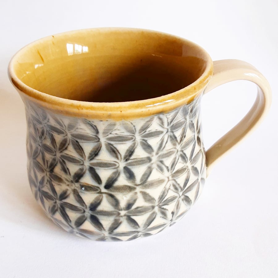 Wide Grey Mug - Hand Thrown Stoneware Ceramic Mug