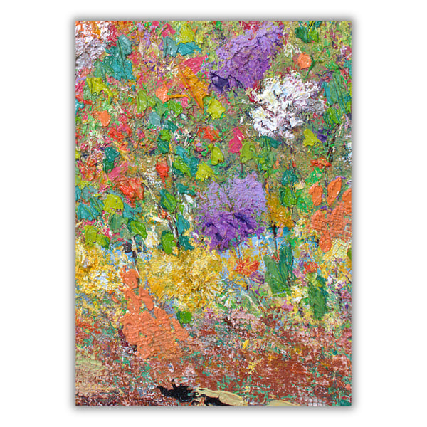 Oil painting - wildflowers - impasto texture - mounted art - letterbox gift