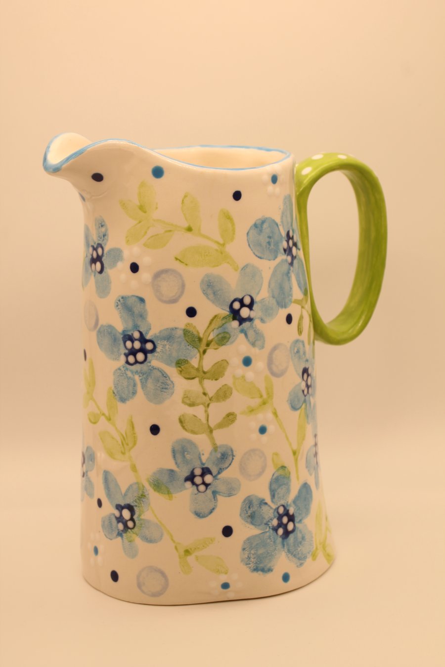 Tall Blue Flower Jug