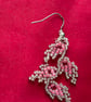 Handmade Pink Beaded Leaf Earrings - Delicate Drop Earrings  - Image 2