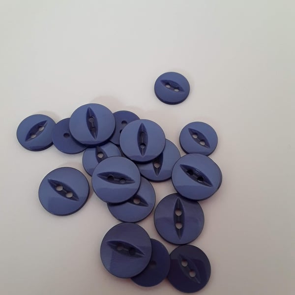20 royal blue sewing buttons size 14mm