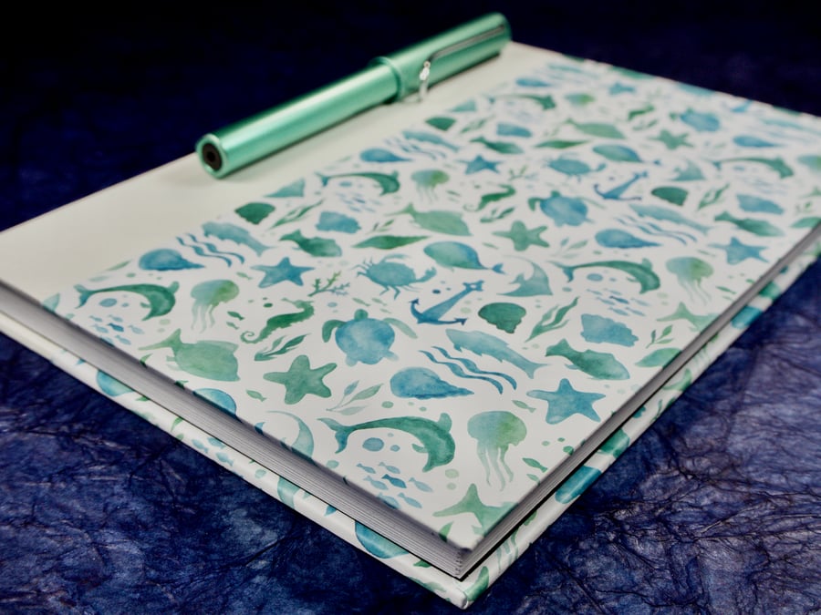 A5 Quarter-bound Notebook with sea creatures cover
