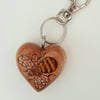 Double-sided Bee Happy wooden heart keyring