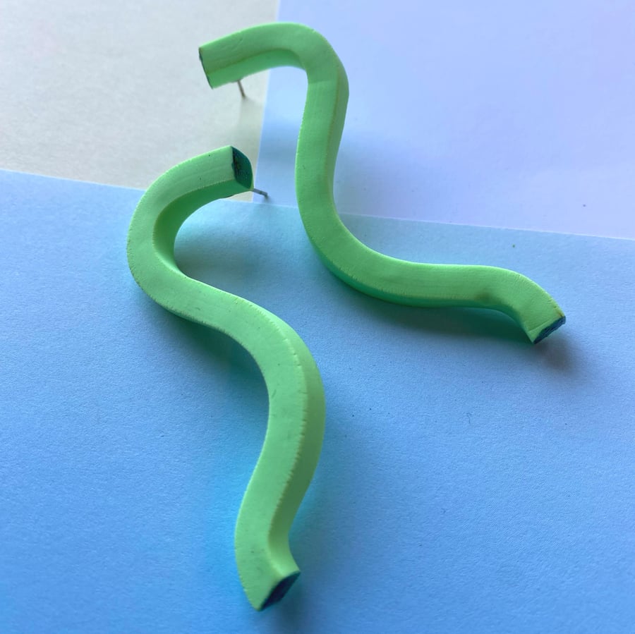 Long statement stud earrings, stud earring, polymer clay stud earrings