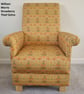 William Morris Strawberry Thief Fabric Ochre Chair & Footstool Armchair Mustard - Image 3