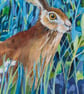 Hare Art Print -  Meadow Hare mounted art - Image 3