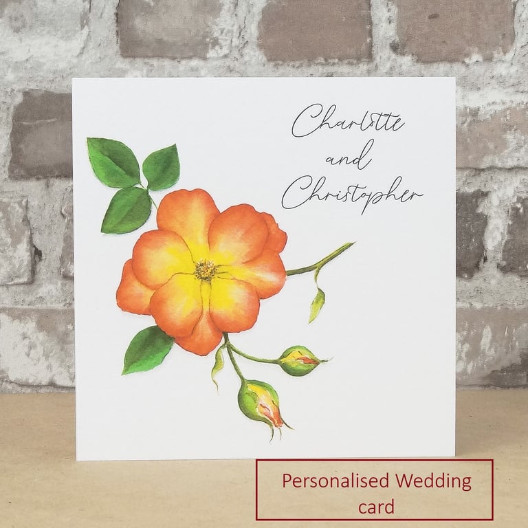 Wedding Card Rose Personalised
