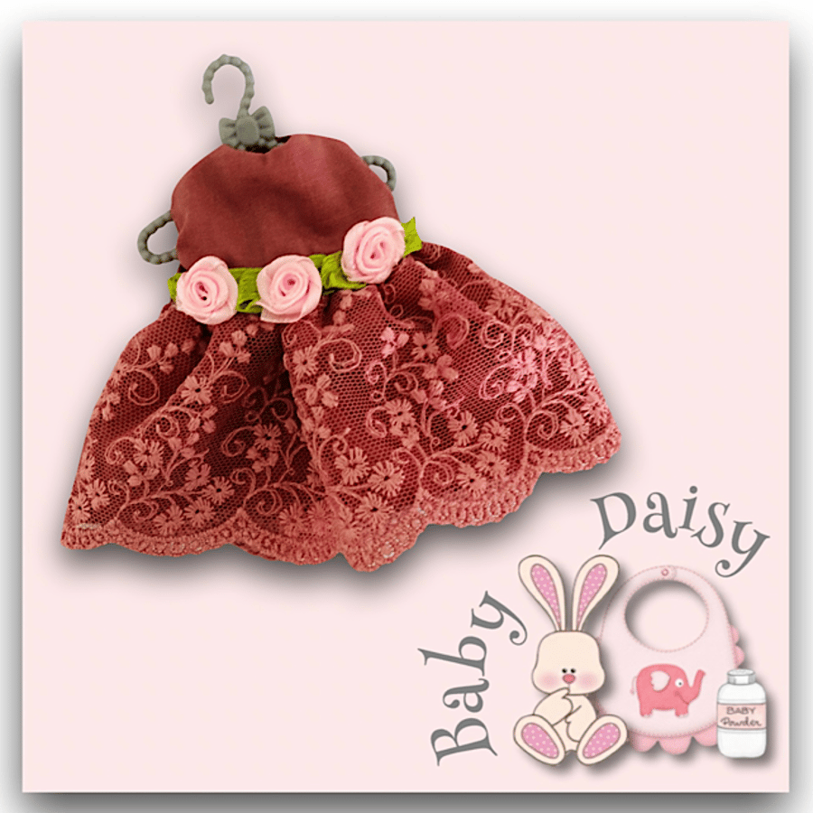 Pink Rosebud Dress with a Lace Overlay for Baby Daisy 