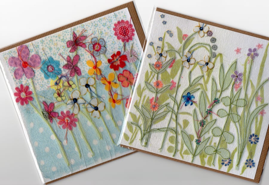 2 x Flower Garden cards with free post