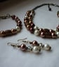CINNAMON, BRONZE, OLD GOLD AND IVORY TWO STRAND NECKLACE.  752 - Image 4