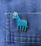 Blue donkey enamel pin badge - Image 2