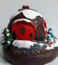 Handmade Polymer Clay Christmas Pudding Fairy House Ornament With Lights - Image 2