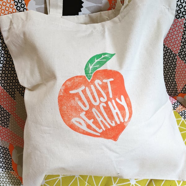 Just Peachy eco cotton tote bag.