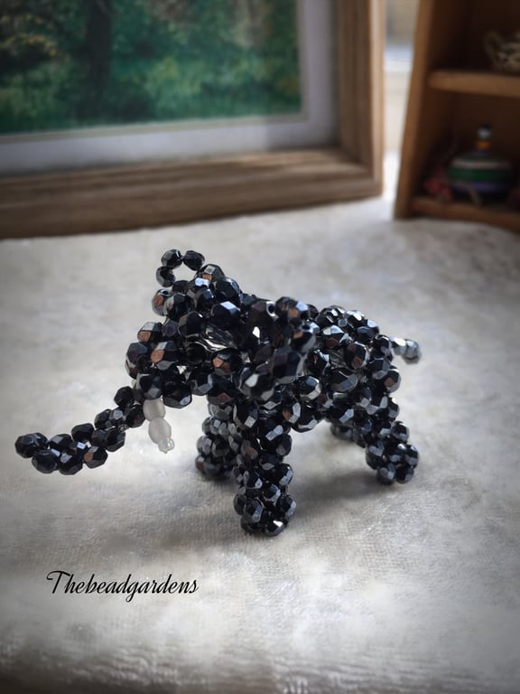 Beaded metallic elephant 