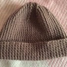 Adult Hat Hand Knitted Brown Beanie 