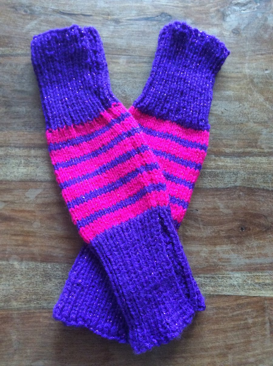 Children's pink and purple leg warmers (age 4-5 years) 