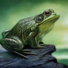 Original Pastel Artwork of a Frog