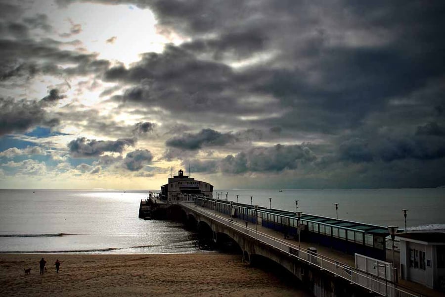 Bournemouth Pier And Beach Dorset England UK 18"X12" Print