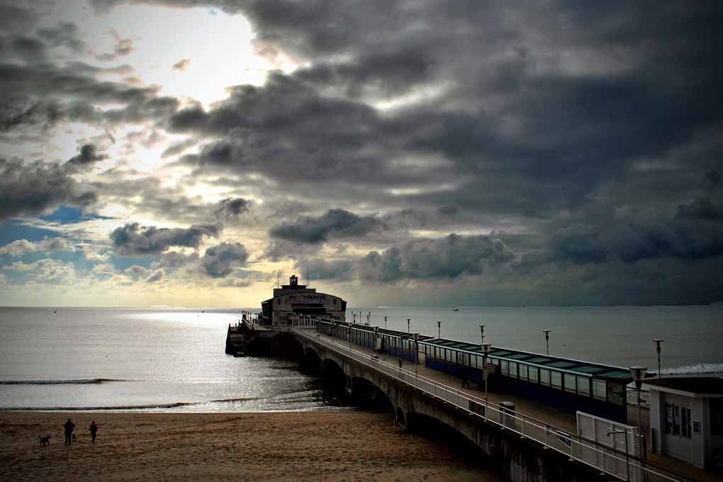 Bournemouth Pier And Beach Dorset England UK 18"X12" Print