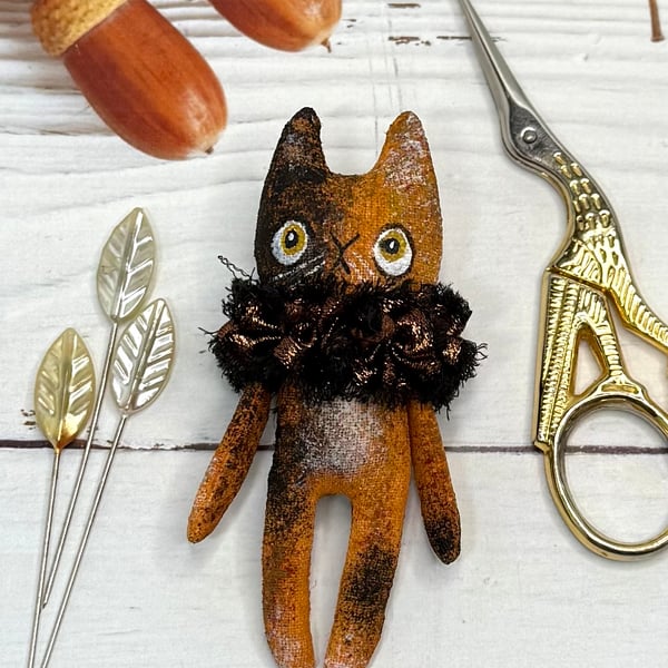 Hand Painted Miniature Cat Art Doll Tortoiseshell