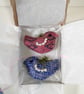 Wedding keepsake gift, two little birds made from wool felt with crocheted wings