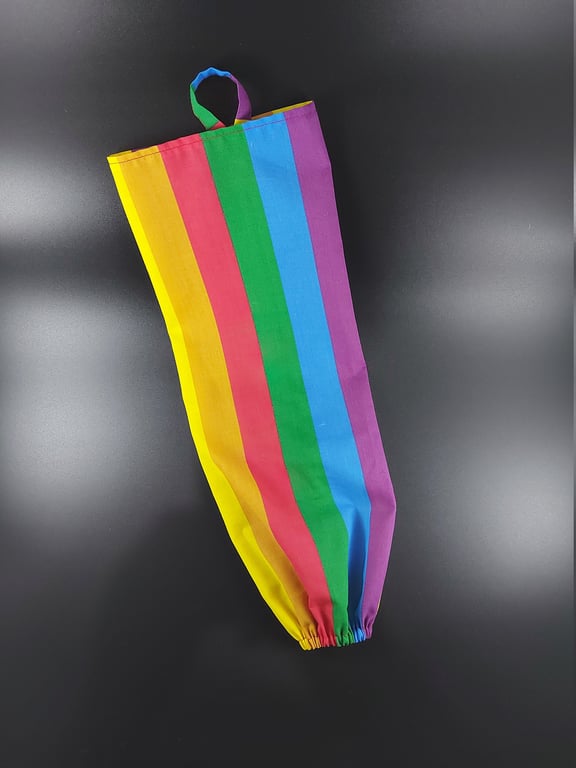 Handmade carrier bag holder dispenser bag tidy bright bold Rainbow fabric 3 size