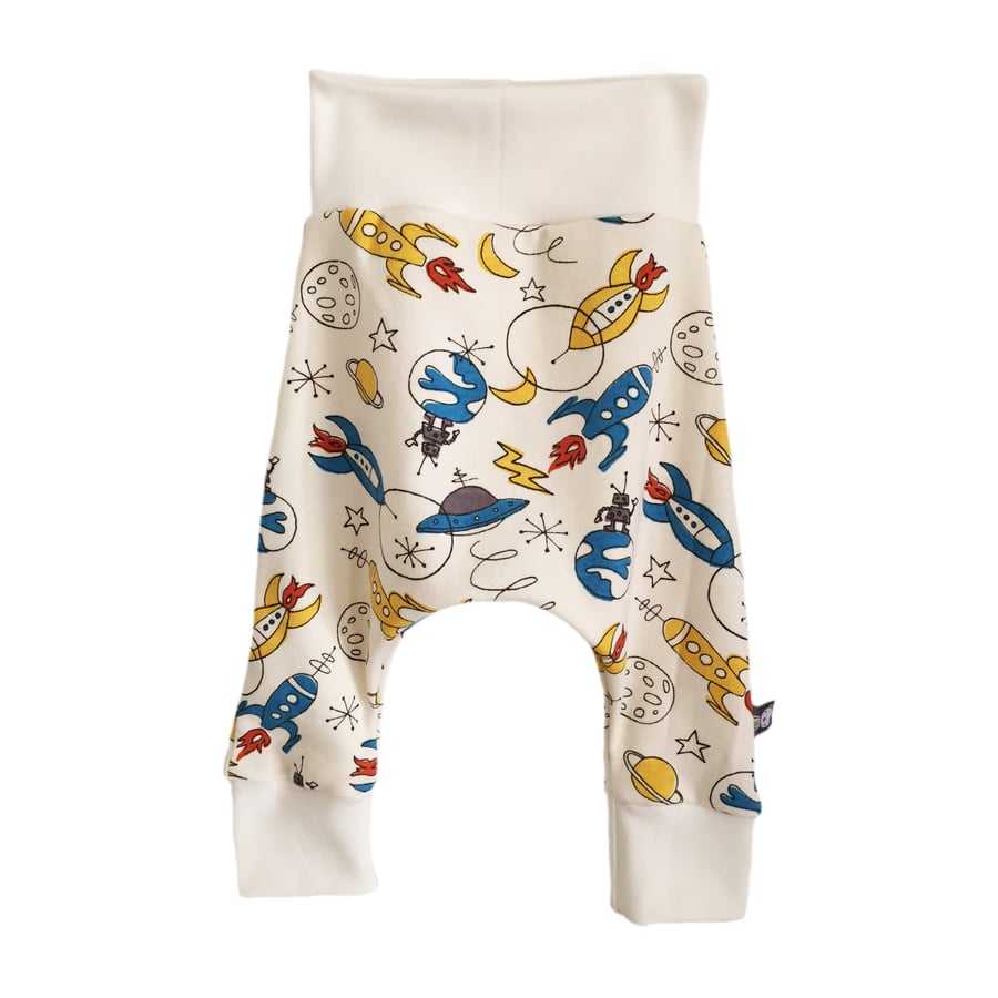 ORGANIC Baby HAREM PANTS Multi ROCKETS Trousers GIFT IDEA by BellaOski